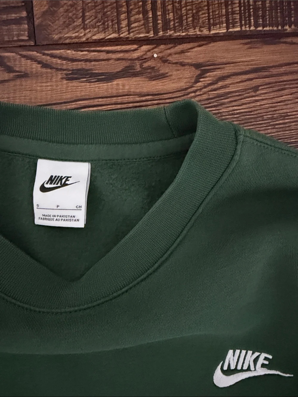 Nike Men's Crewneck Sweatshirt - Forest Green with White Logo